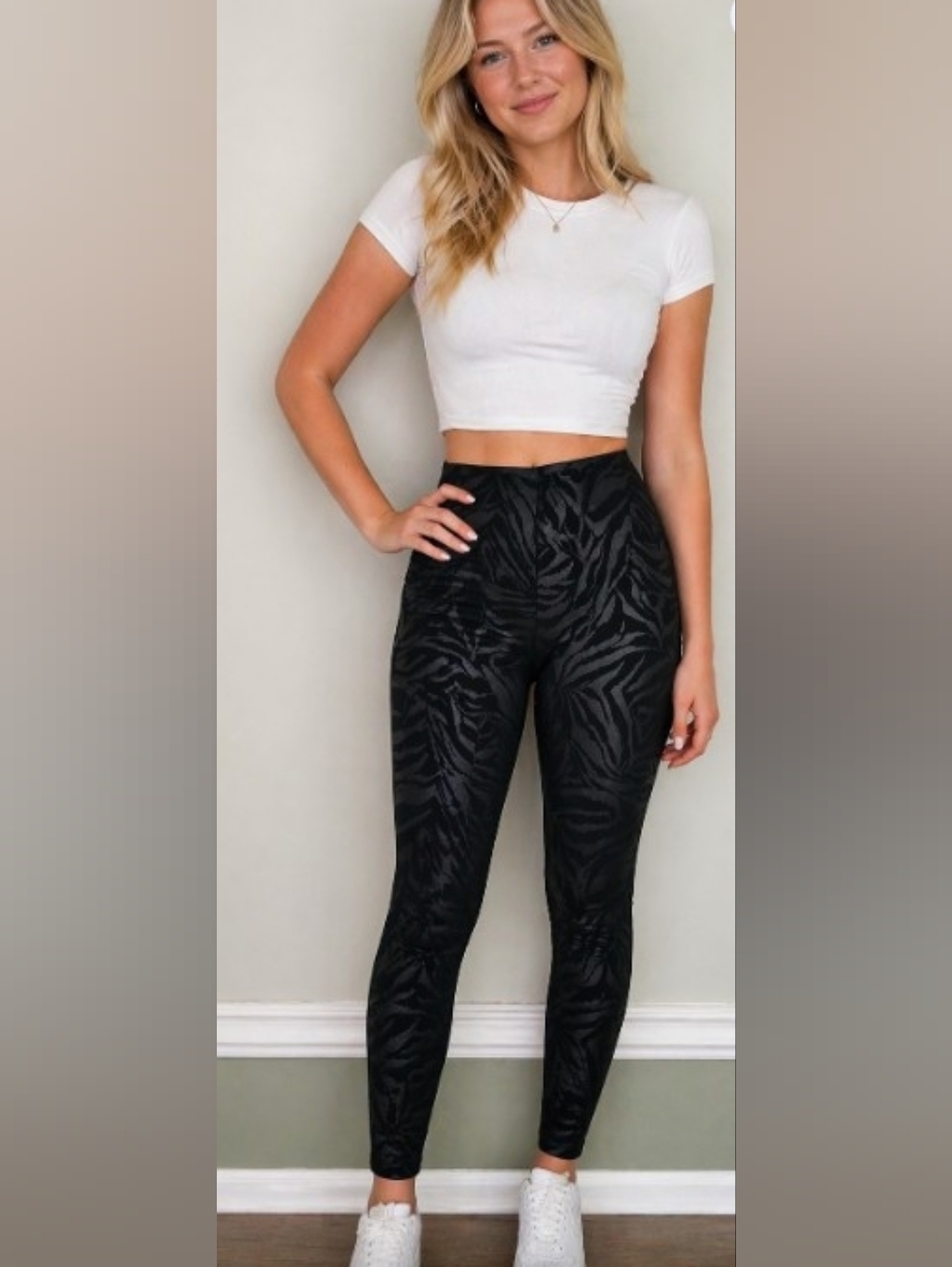 NWT Ladies INC Skinny High Rise Black Zebra-Print Stretch Leggings XS